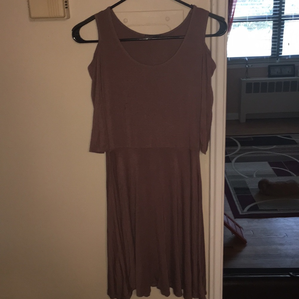 Purply grey cut out shoulder half sleeve dress